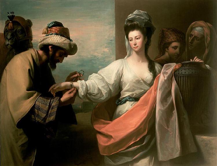 Benjamin West Isaac's servant trying the bracelet on Rebecca's arm Germany oil painting art
